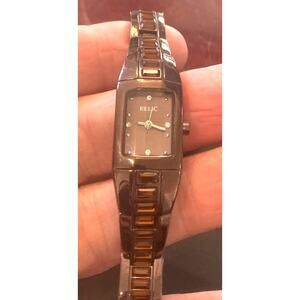 Women's 17mm Bronze Tone Relic Watch with Crystal Accents